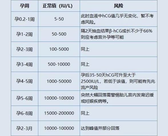 怀孕hcg正常值对照表(孕酮标准对照一览表)