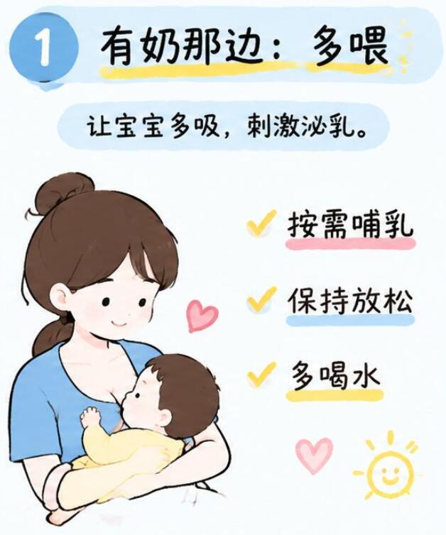 一边有奶一边没奶怎么喂奶？