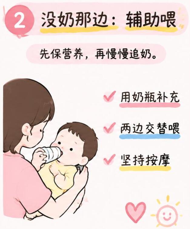一边有奶一边没奶怎么喂奶？