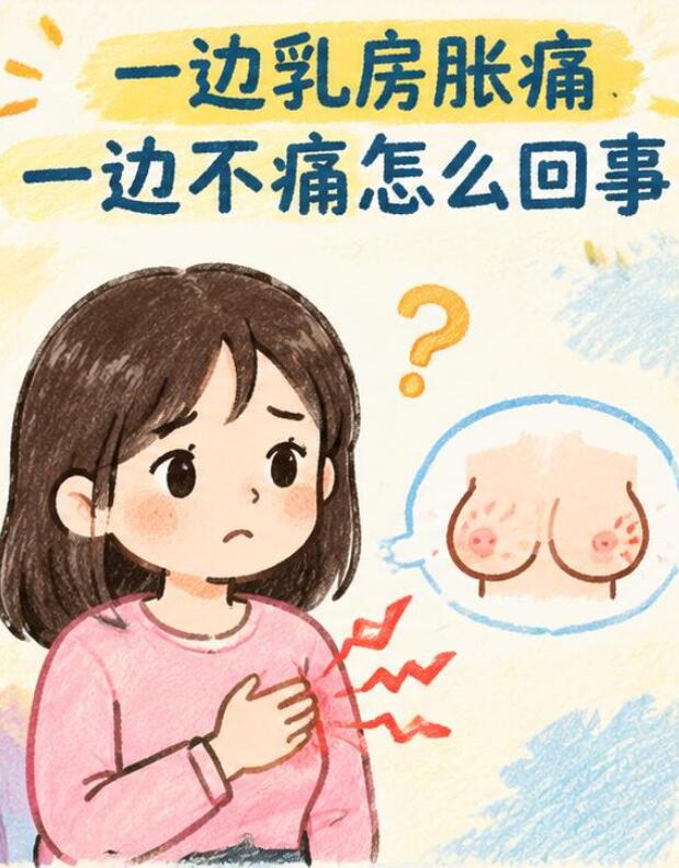 一边乳房胀痛一边不痛怎么回事？